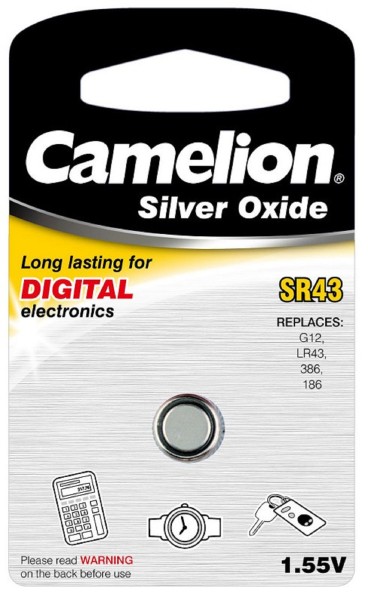 Silber Oxid Knopfzelle Camelion SR43/G12/386